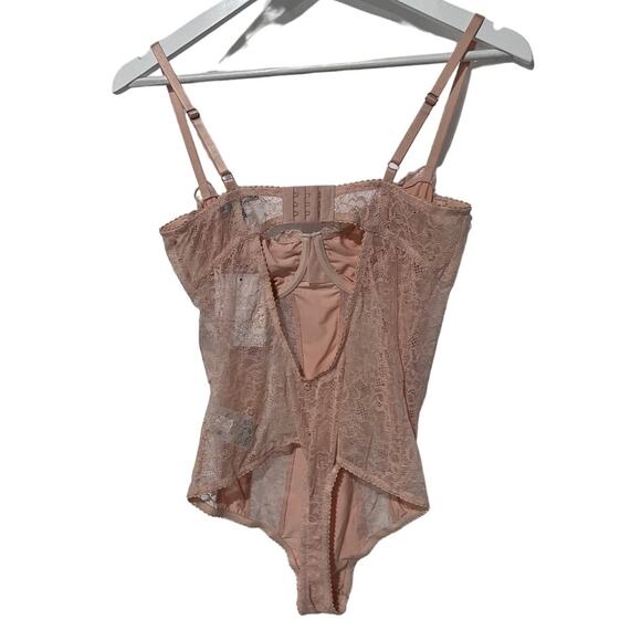 I.N.C. INTERNATIONAL CONCEPTS SOLID LACE CUP BODYSUIT BALLET PINK SIZE MEDIUM - Picture 3 of 14